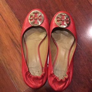 Tory Burch red reva flats